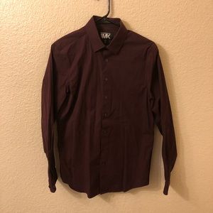 Express Men Long Dress Shirt Burgundy Size Small